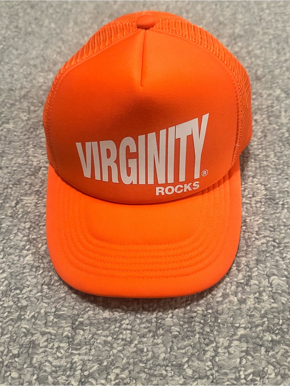 NWOT Danny Duncan Virginity Rocks Orange Trucker Hat